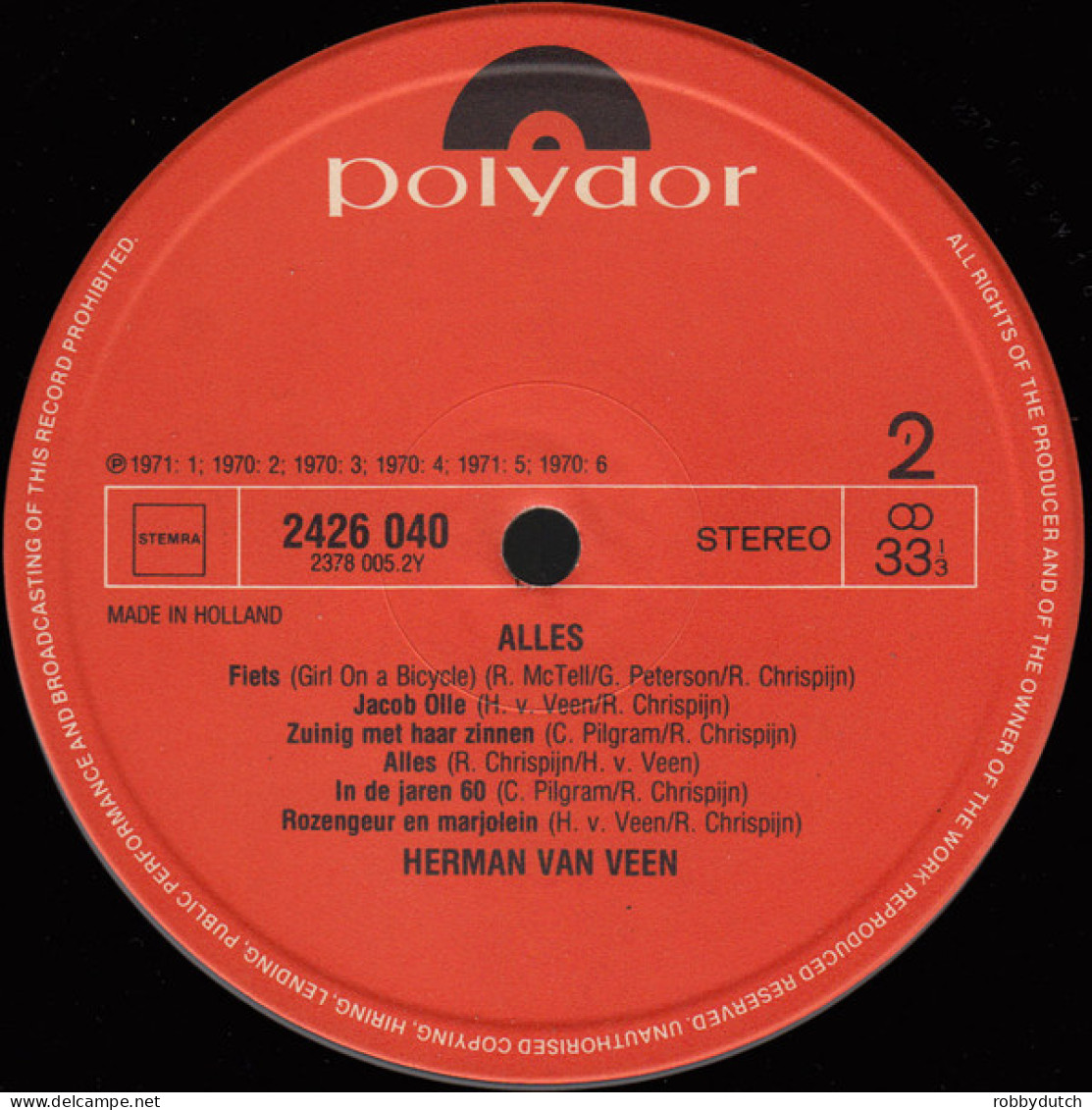 * LP *  HERMAN VAN VEEN - ALLES (Holland 1971 EX) - Other - Dutch Music