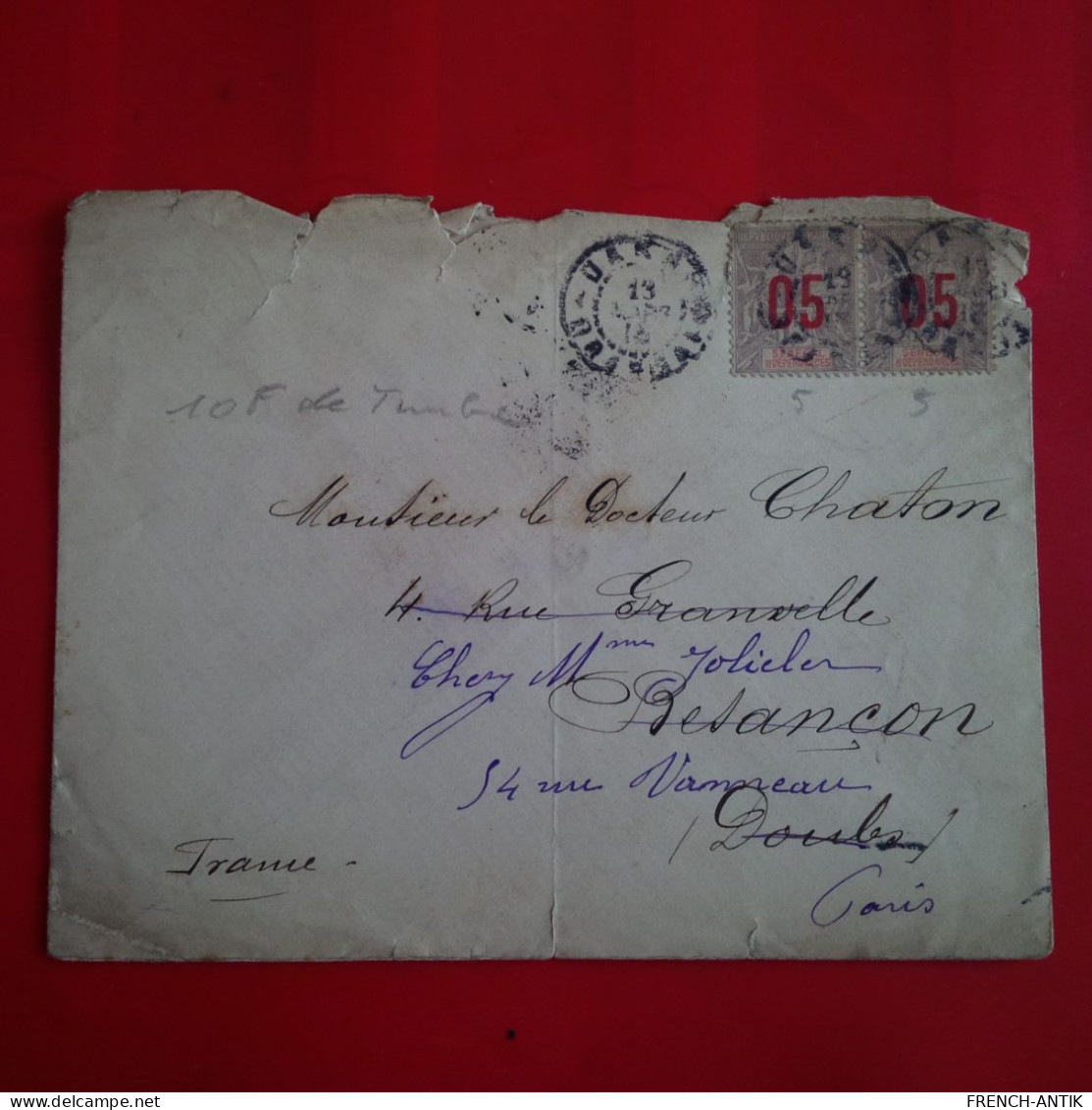 LETTRE DAKAR POUR PARIS OU BESANCON 1913 - Storia Postale