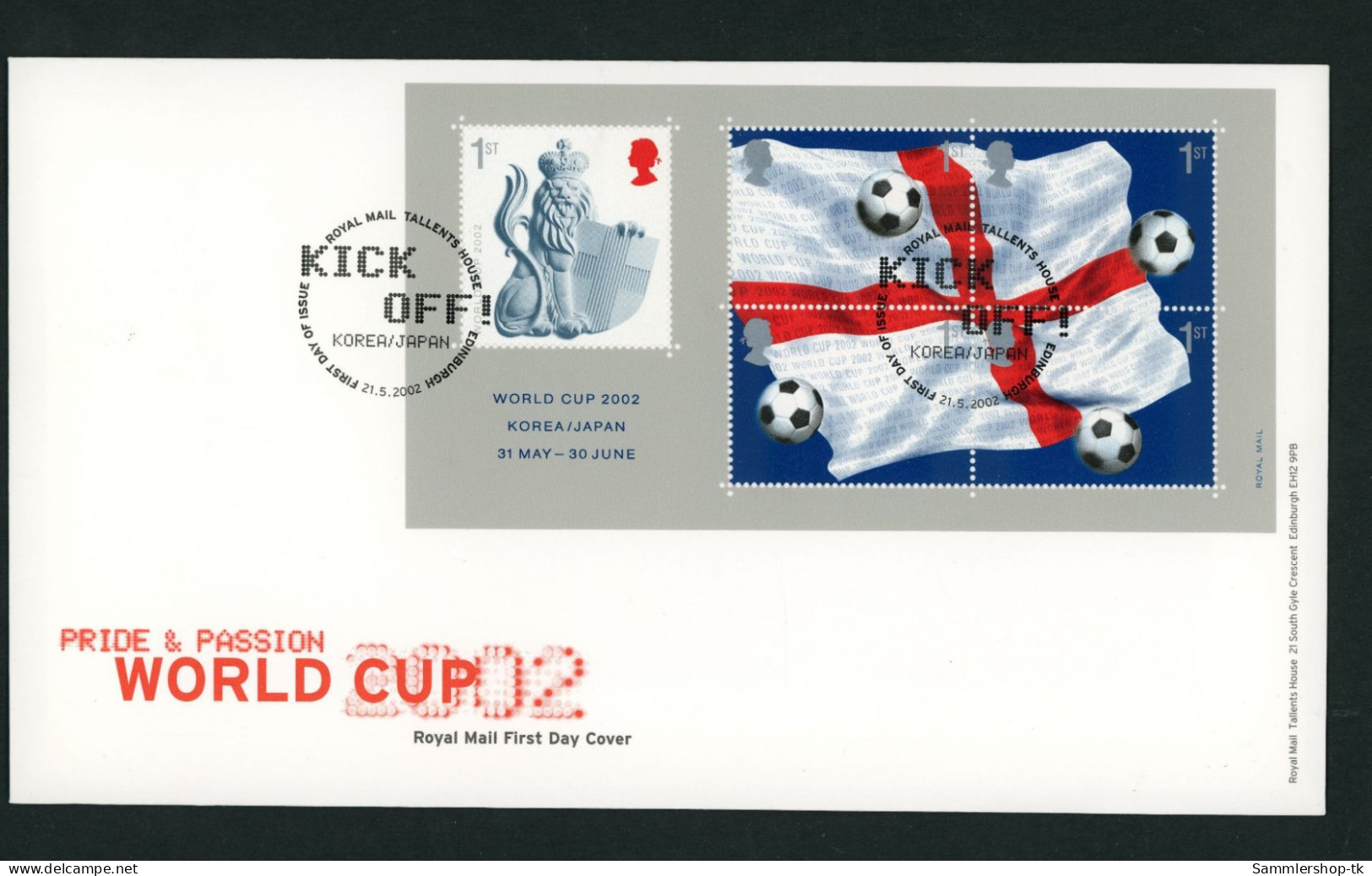 Großbritannien Block 14 FDC Fußball - 2001-2010 Em. Décimales