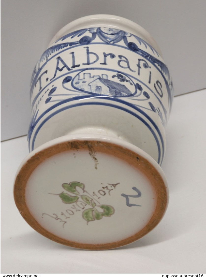 -POT PHARMACIE T.ALBRAFIS céramique signée A.MONTAGNON Collection NEVERS XXe   E