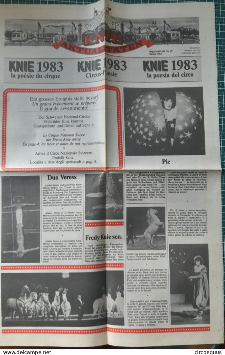 Circus Knie Journal Zeitung Circo - Kunst