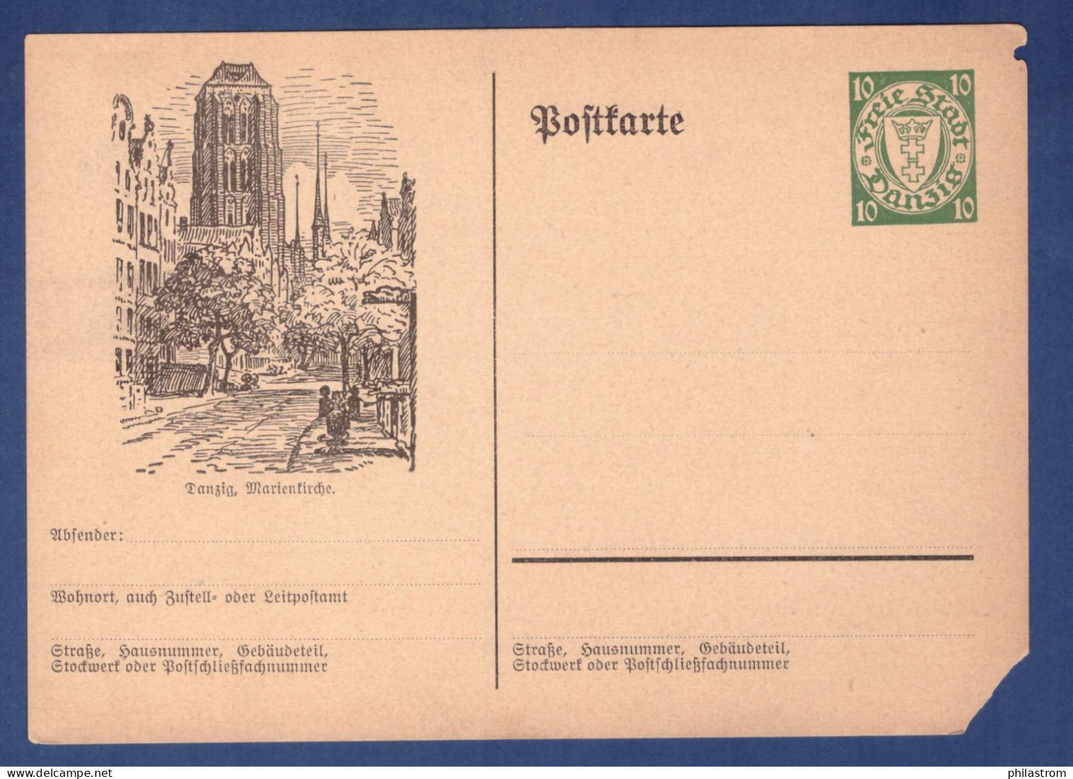 Danzig Postkarte - Marienkirche  - Ganzsache P50   (2YQ-218) - Postal  Stationery