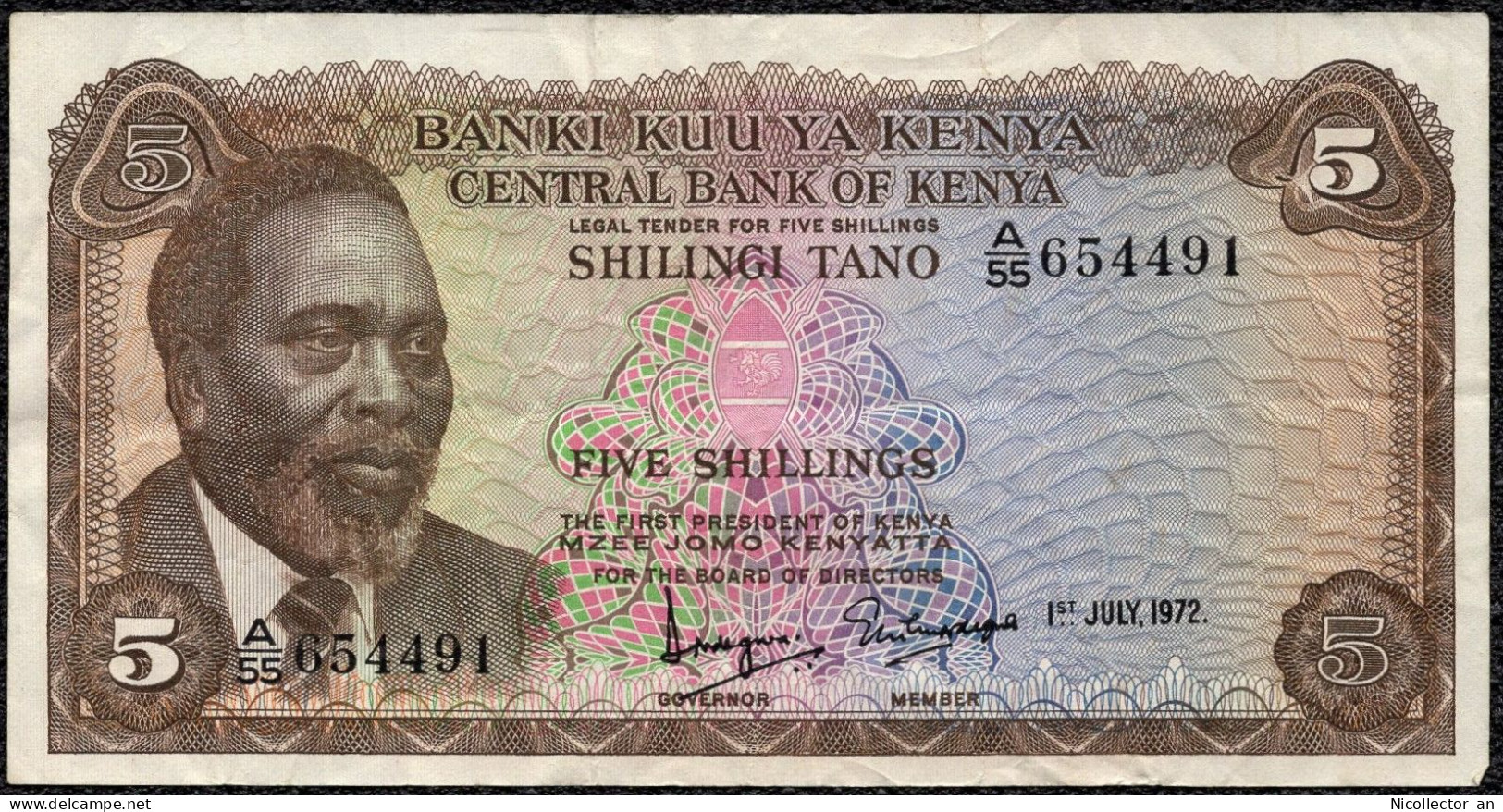 Kenya 5 Shillings 1972 VF Banknote - Kenya