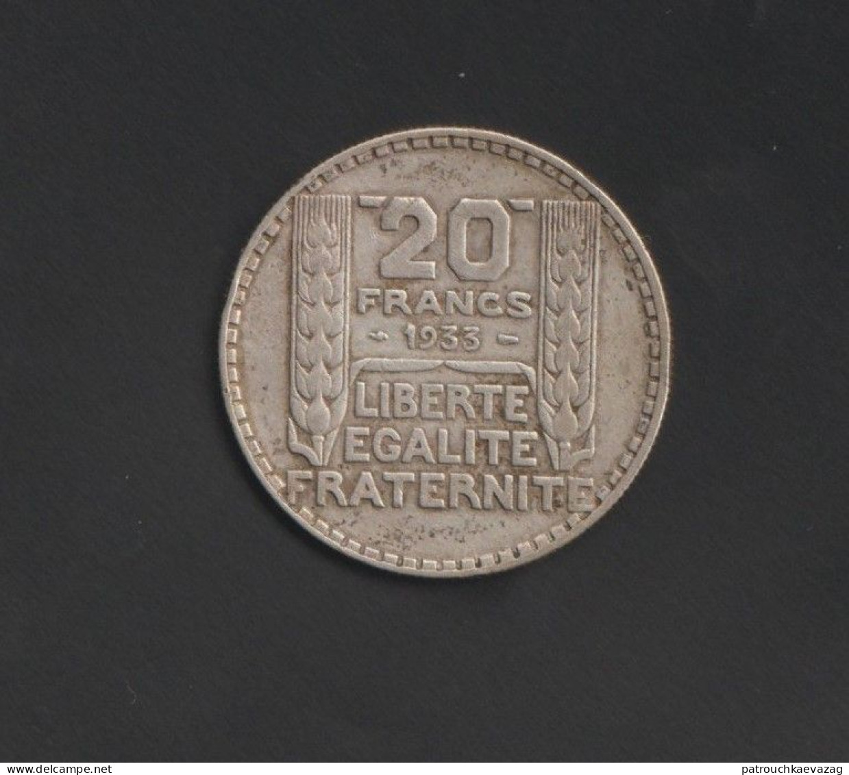 France - 1 Pièce De 20 Francs Turin Argent De 1933, Rameau Long - 20 Francs