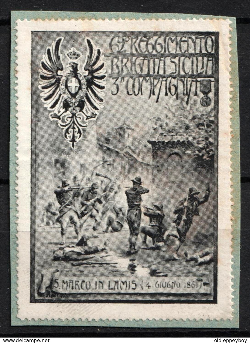 1914  WW1 ITALIE ITALY ERINNOFILI VIGNETTE Reklamemarke Militaire Delandre 62° Regg.to Fanteria Brigata Sicilia - WO1