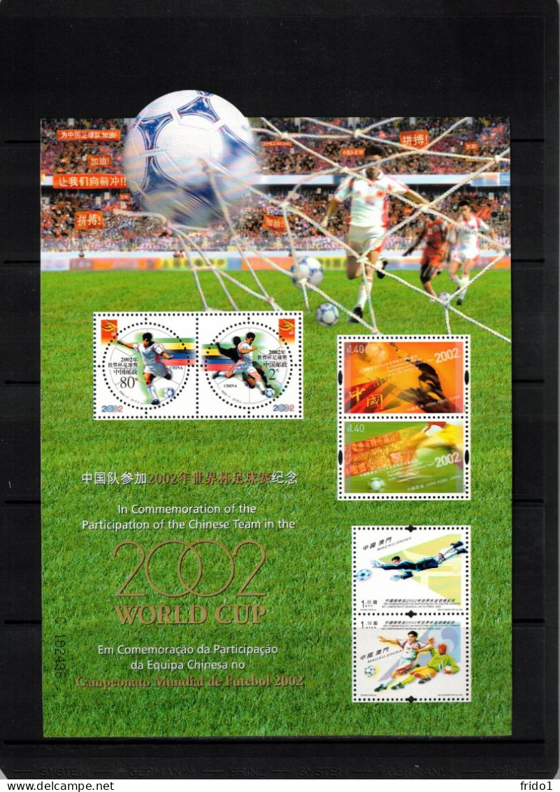 China 2002 World Football Cup South Korea+Japan-Participation Of China Joint Issue With Macau+Hong Kong Postfrisch / MNH - 2002 – Zuid-Korea / Japan