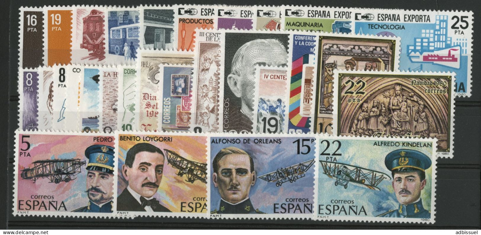 ESPAGNE ANNEE COMPLETE 1980 Cote 12,65 € Neufs ** (MNH) Edifil N° 2558 à 2598 Y &T N° 2204 à 2232 - Annate Complete