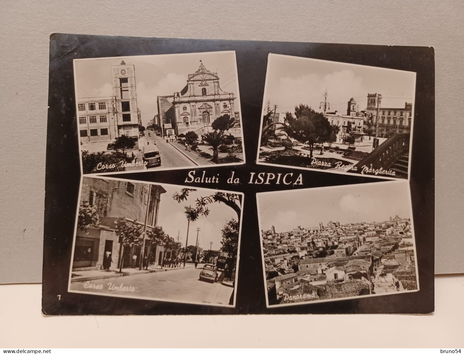 Cartolina Saluti Da Ispica Provincia Ragusa,corso Umberto ,piazza Regina Margherita Anni 50 - Ragusa