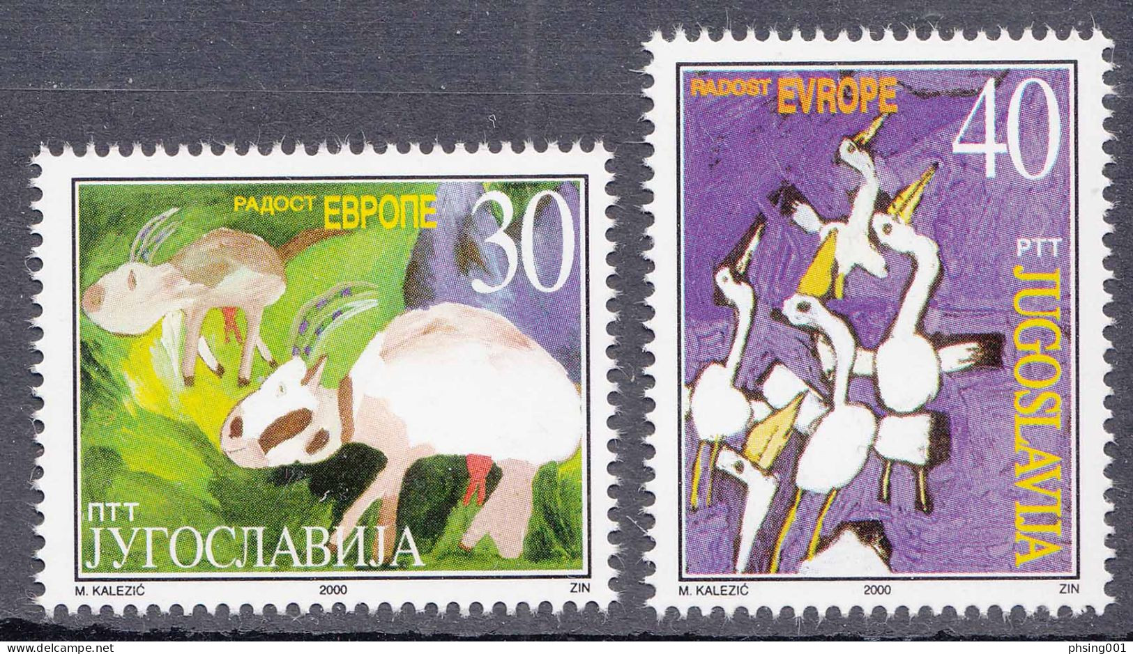 Yugoslavia 2000 Europa CEPT Millennium Butterflies Bee WWF Birds Olympic Games Sydney Costumes, Complete Year MNH