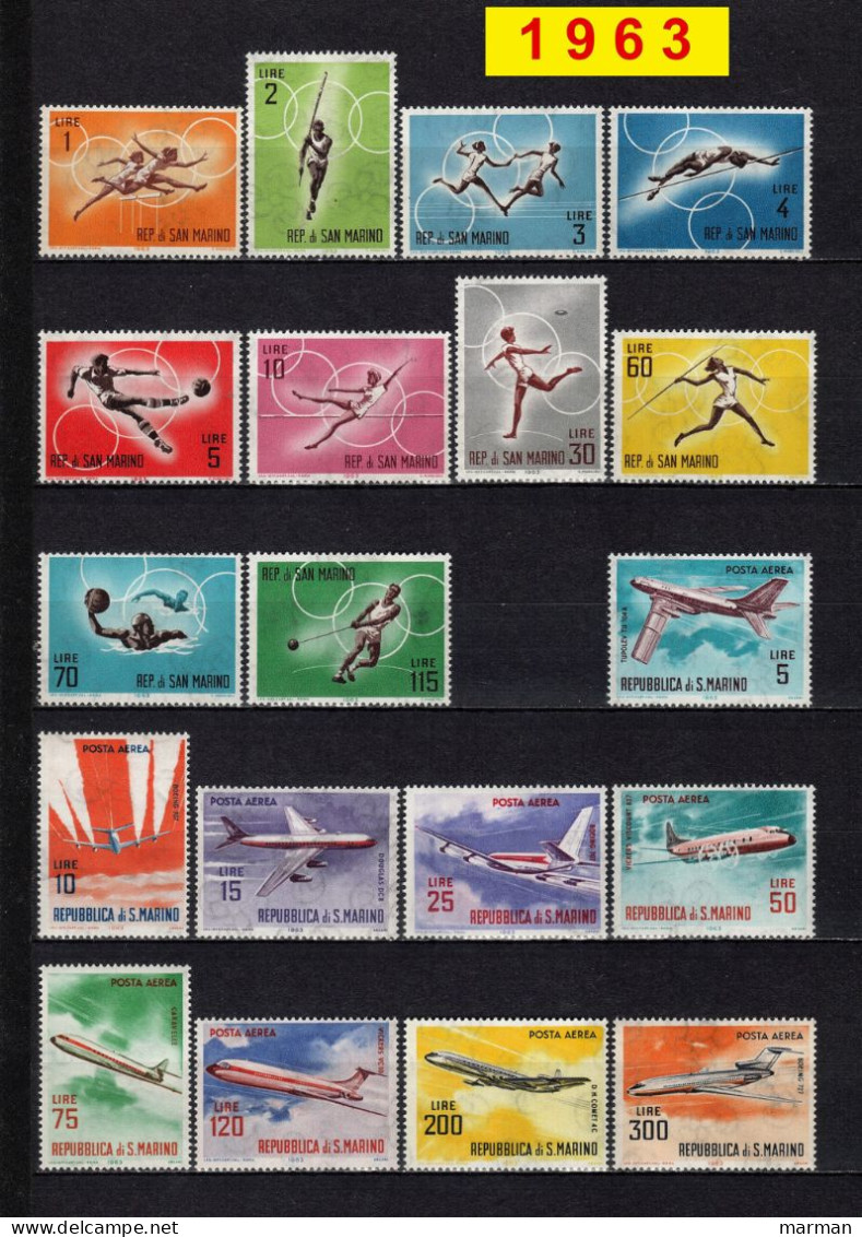 SAN MARINO 1963 Annata COMPLETA  51 Fbolli Nuovi **/MNH - Annate Complete