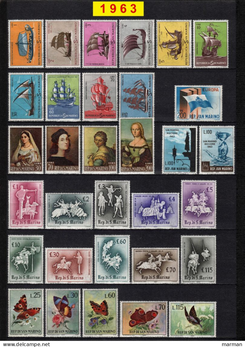 SAN MARINO 1963 Annata COMPLETA+EXTRA 53 Fbolli Nuovi **/MNH - Komplette Jahrgänge