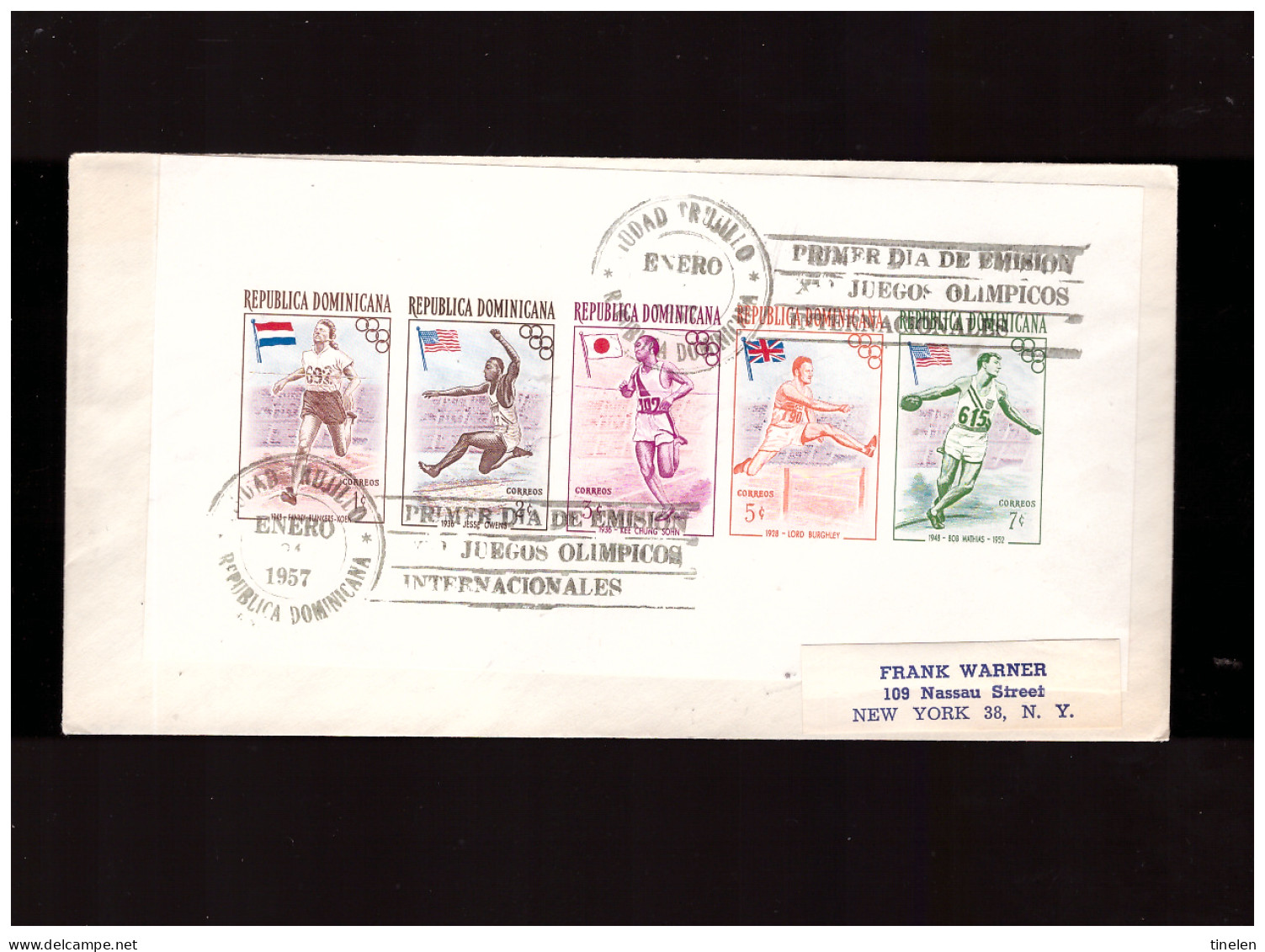 DOMINICANA -1957 FDC  Foglietto Imperforato Olimpiadi ( Molto Raro) - Sommer 1956: Melbourne