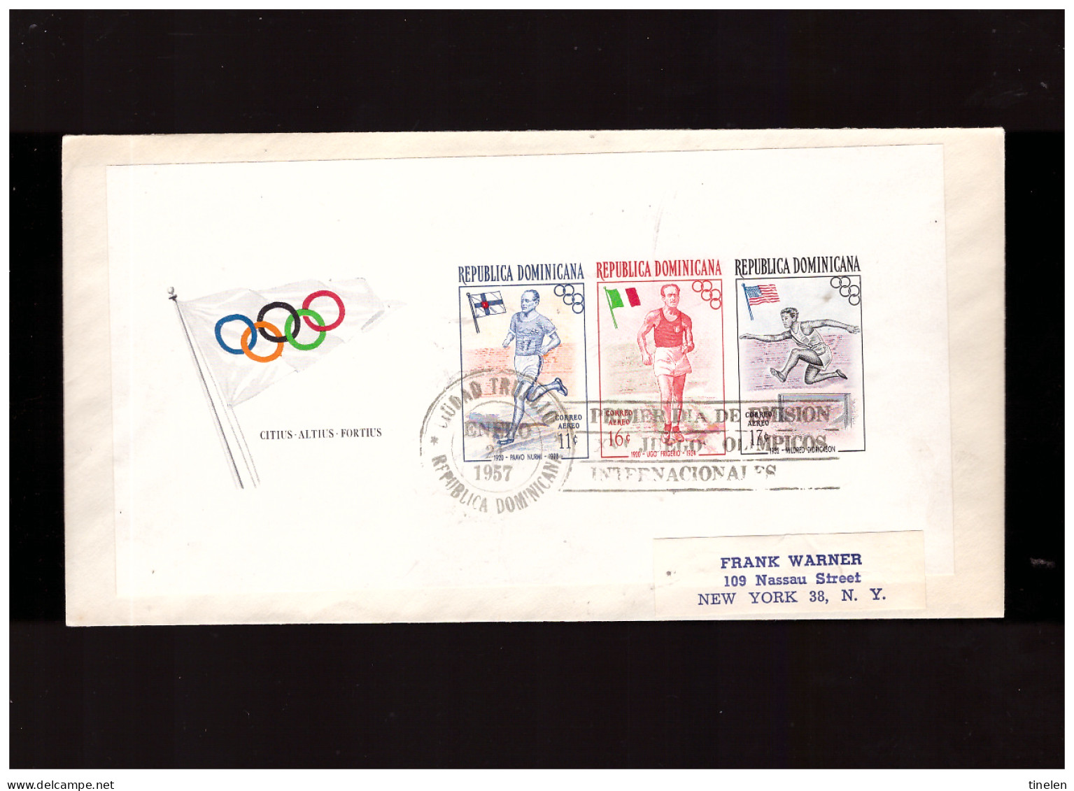 DOMINICANA -1957 FDC  Foglietto Imperforato Olimpiadi ( Molto Raro) - Verano 1956: Melbourne