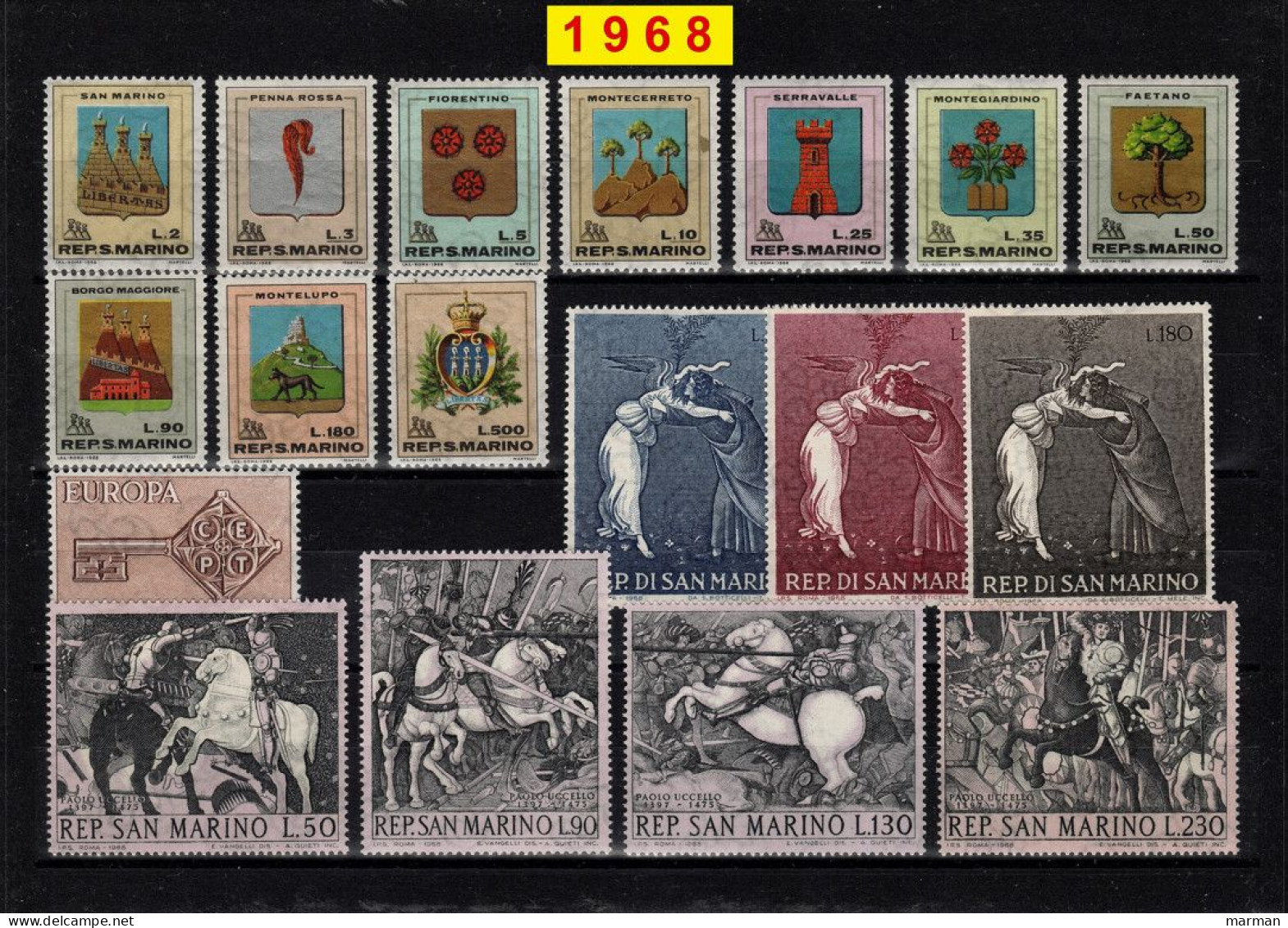 SAN MARINO 1968 Annata COMPLETA 18 Fbolli Nuovi **/MNH - Full Years