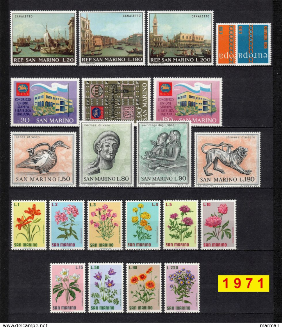 SAN MARINO 1971 Annata COMPLETA 22 Fbolli Nuovi **/MNH - Annate Complete