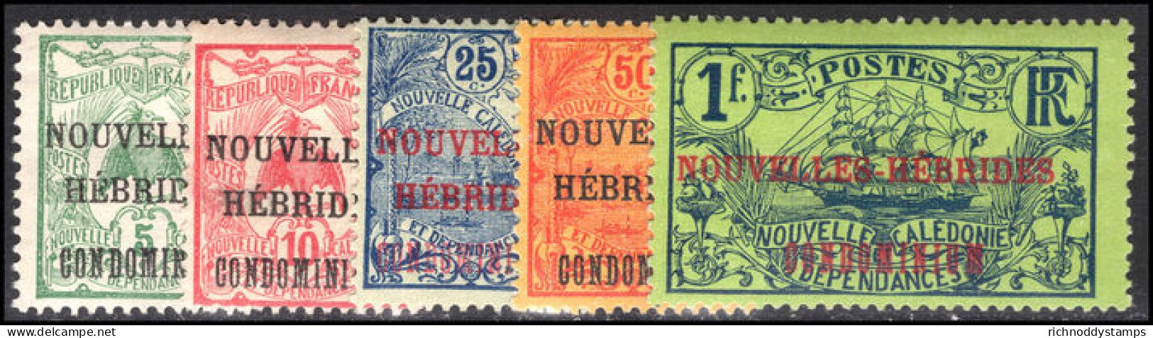 French New Hebrides 1910-11 CONDOMINIUM Set Lightly Mounted Mint. - Unused Stamps