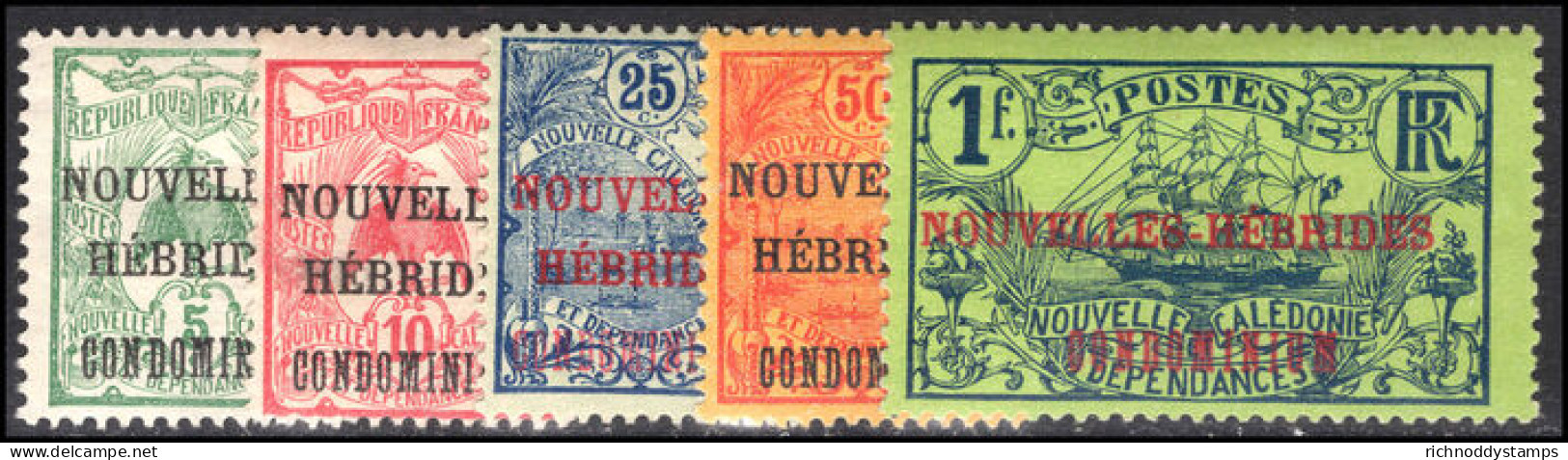French New Hebrides 1910-11 CONDOMINIUM Set Lightly Mounted Mint. - Neufs
