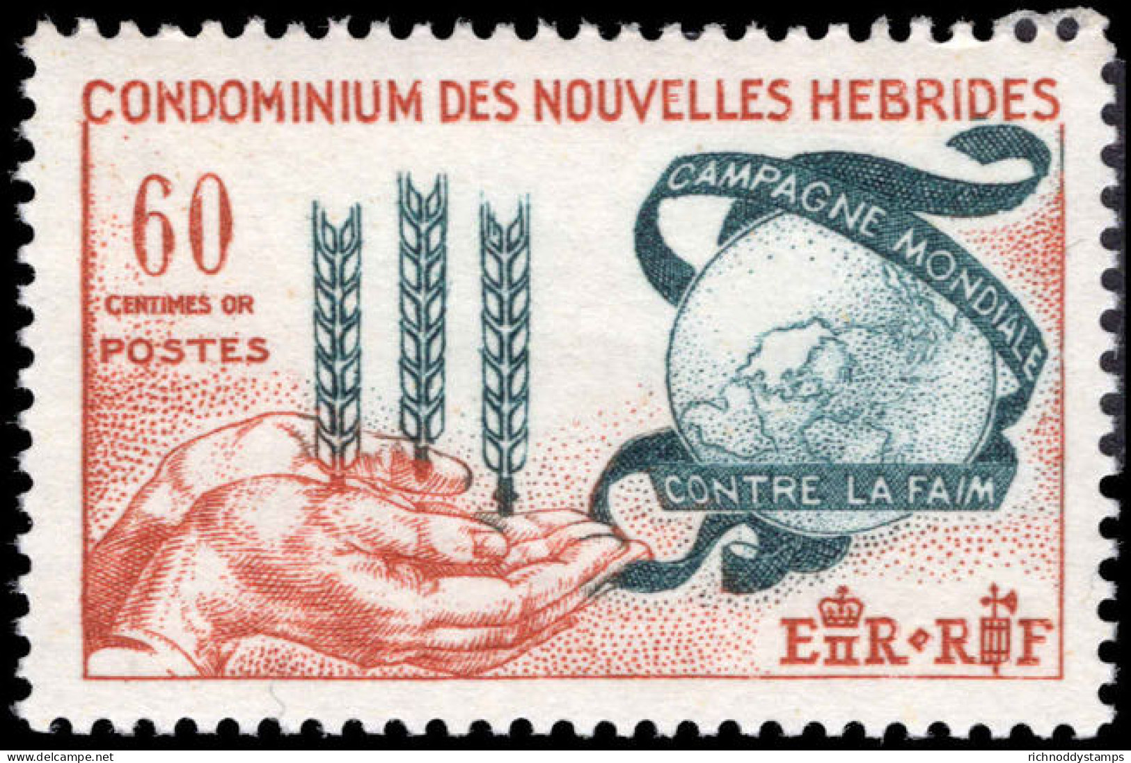 French New Hebrides 1963 Freedom From Hunger Lightly Mounted Mint. - Neufs