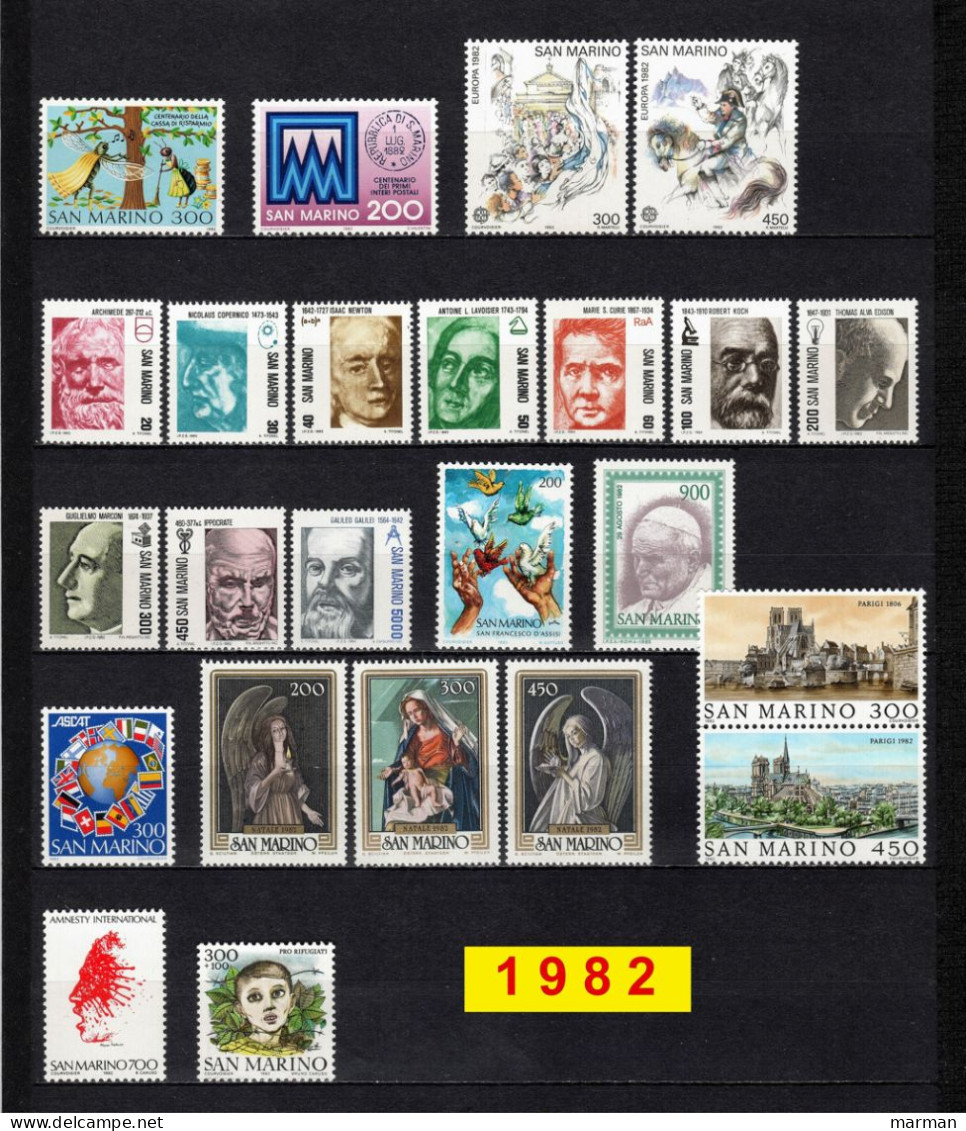 SAN MARINO 1982 Annata COMPLETA 24 Fbolli Nuovi **/MNH - Full Years