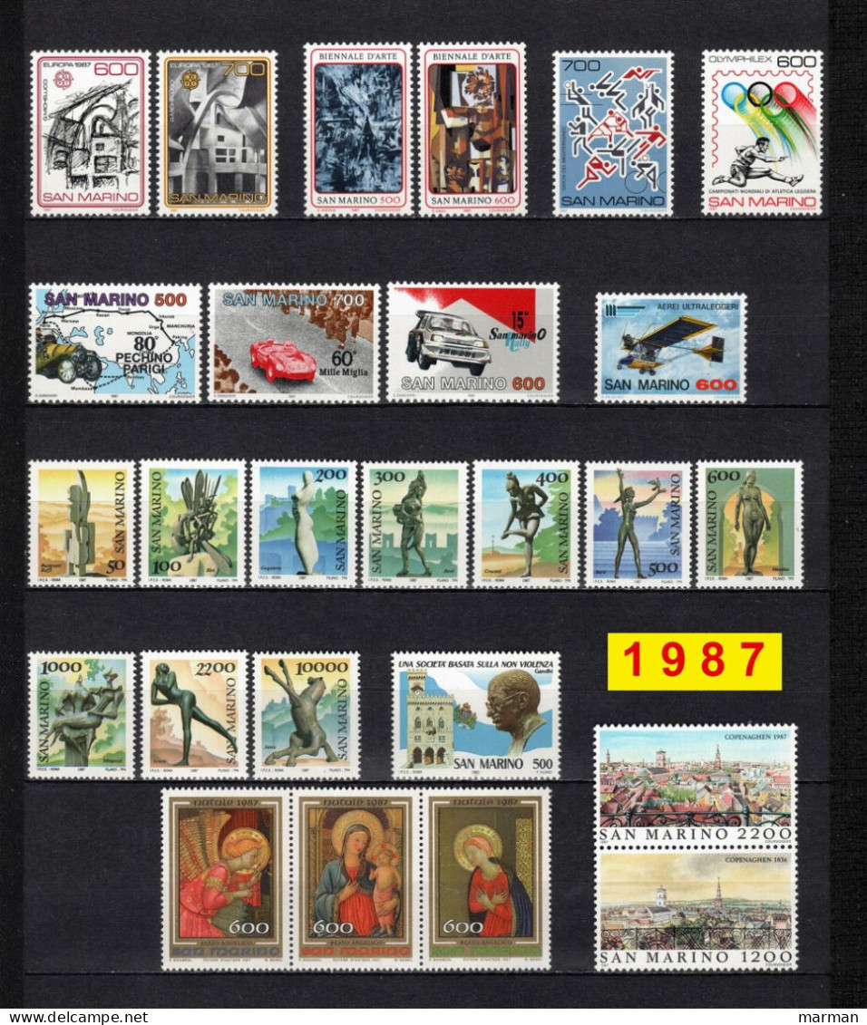 SAN MARINO 1987 Annata COMPLETA 26 Fbolli Nuovi **/MNH - Full Years