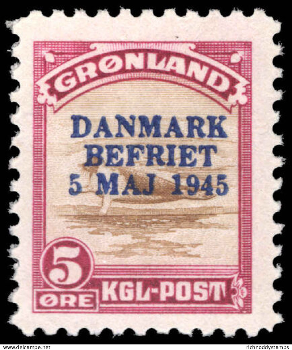 Greenland 1945 Liberation 5&oslash;  Buff And Red-violet Lightly Mounted Mint. - Nuovi