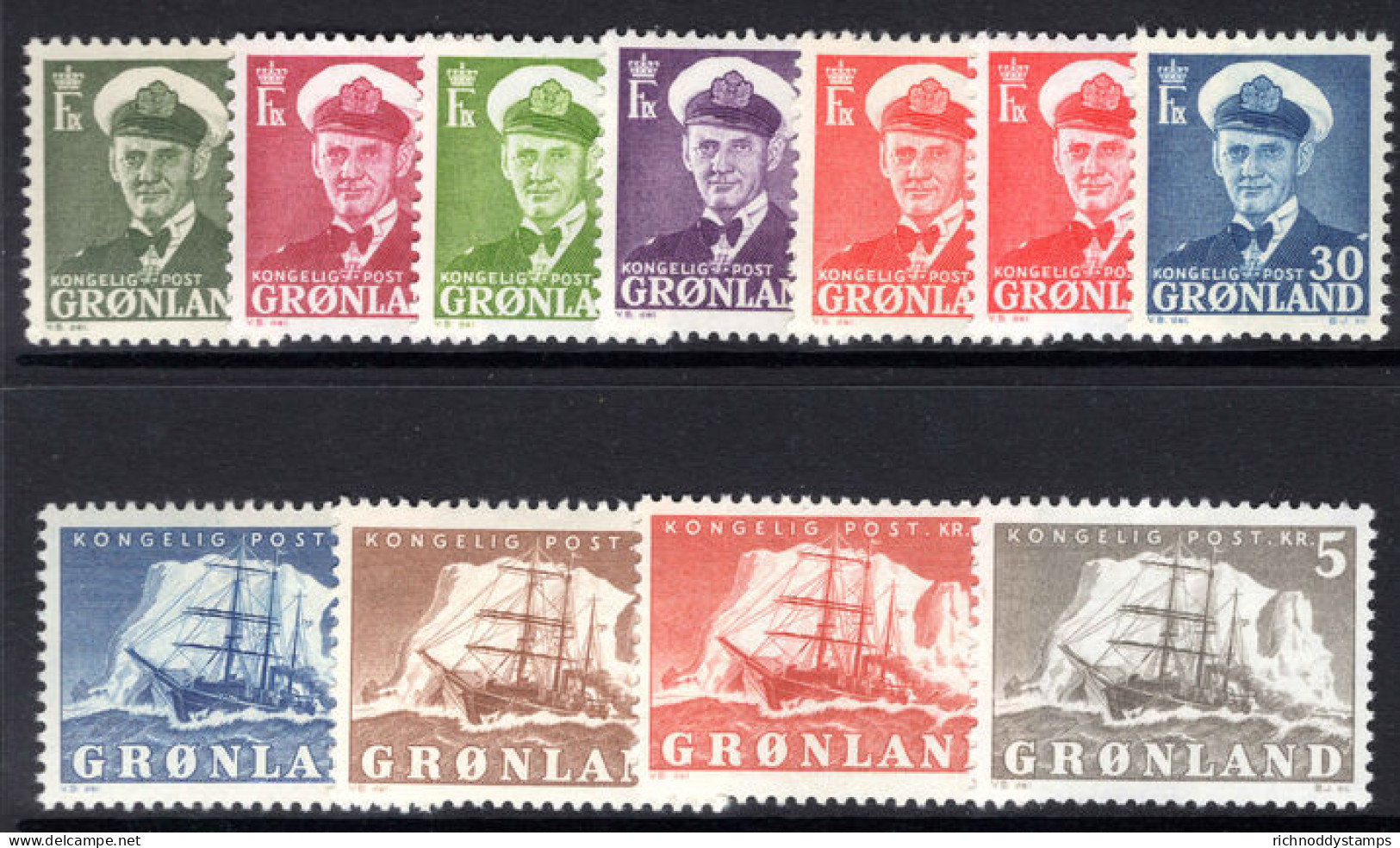 Greenland 1950-60 Set Unmounted Mint (1k With Minor Gum Disturbance) Lightly Mounted Mint. - Unused Stamps