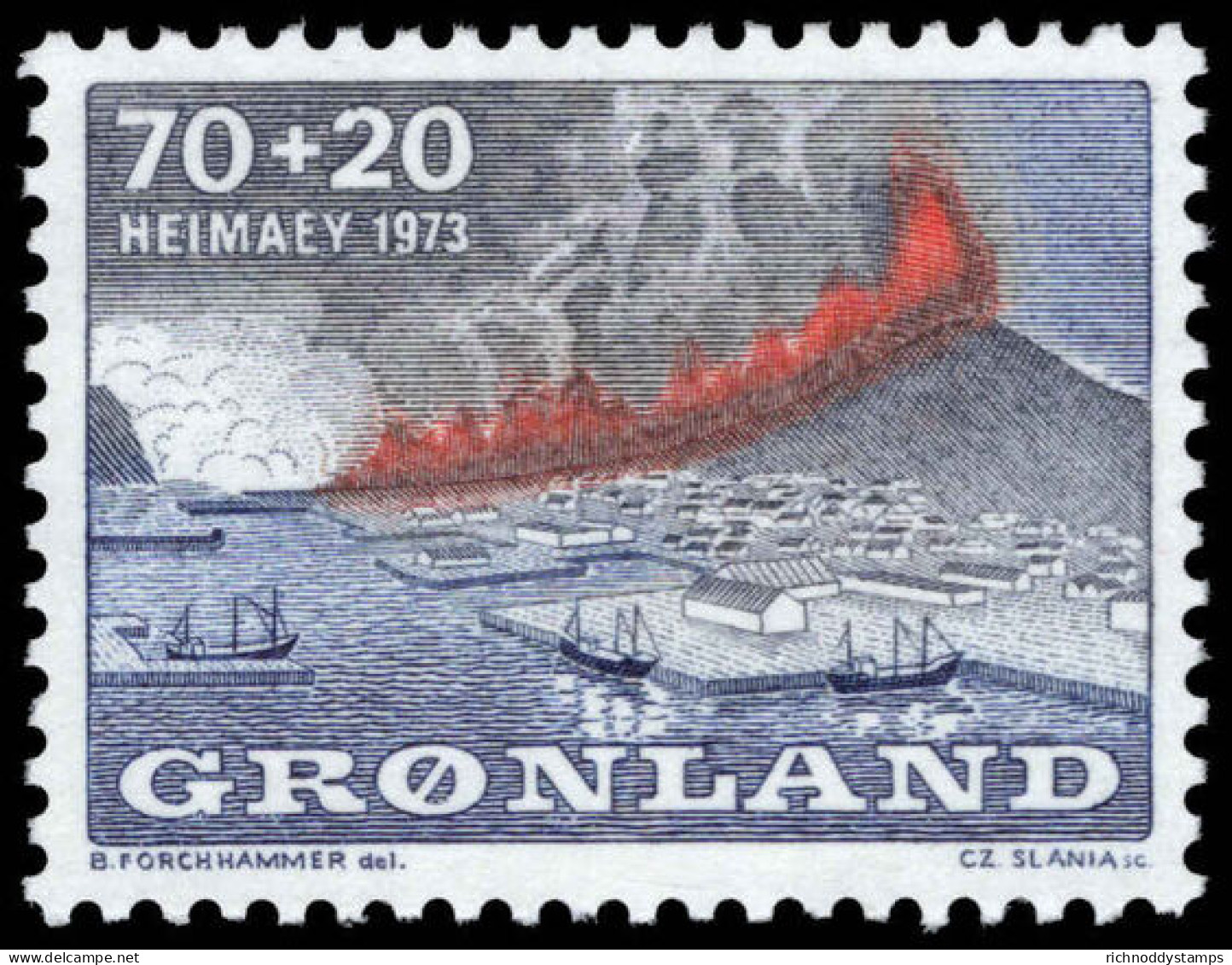 Greenland 1973 Aid For Victims Of Heimaey (Iceland) Eruption Unmounted Mint. - Neufs