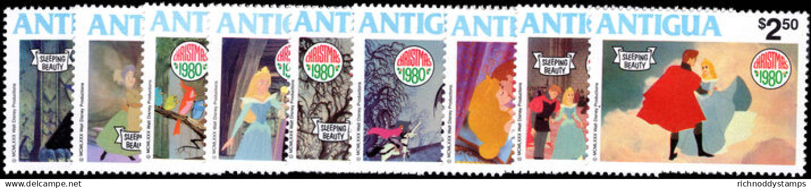 Antigua 1980 Christmas. Walt Disney's Sleeping Beauty Unmounted Mint. - 1960-1981 Ministerial Government