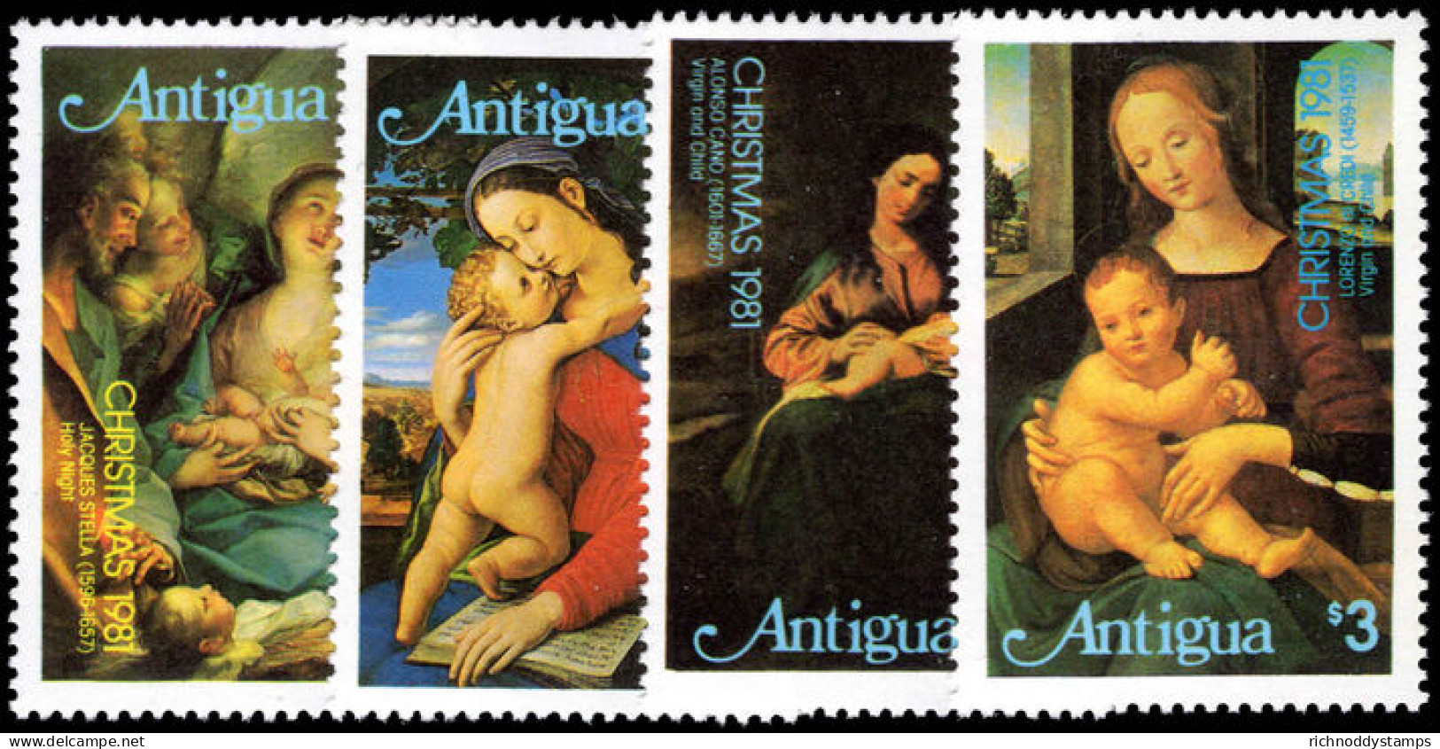 Antigua 1981 Christmas. Paintings Unmounted Mint. - 1960-1981 Autonomie Interne