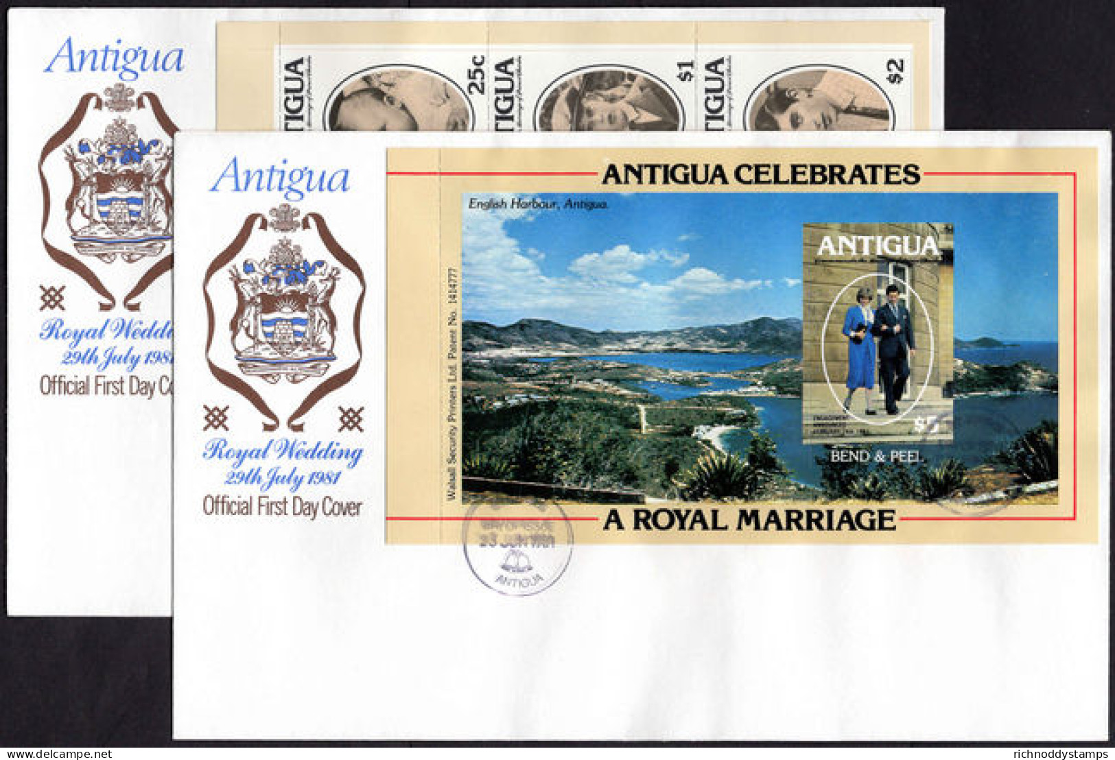 Antigua 1981 Royal Wedding 3rd Issue Booklet Pane First Day Cover. - 1960-1981 Autonomie Interne