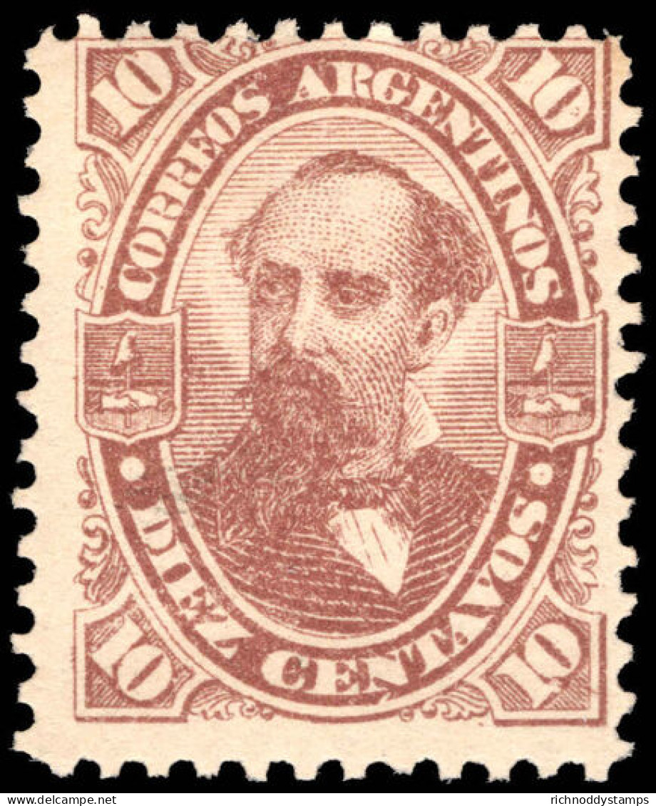 Argentina 1888-90 10c Brown Litho Fine Unmounted Mint. - Nuovi