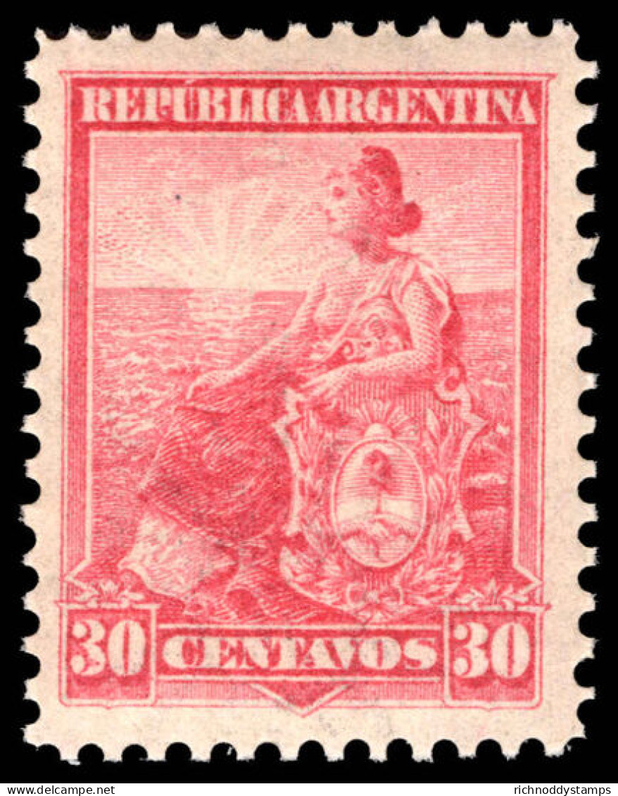 Argentina 1899-1903 30c Carmine Perf 12 Fine Unmounted Mint. - Unused Stamps