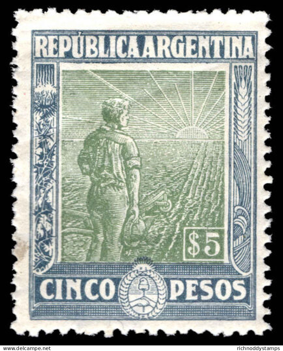 Argentina 1912-15 5p Green And Slate-grey Horizontal Honeycomb Wmk Fine Unmounted Mint. - Nuevos