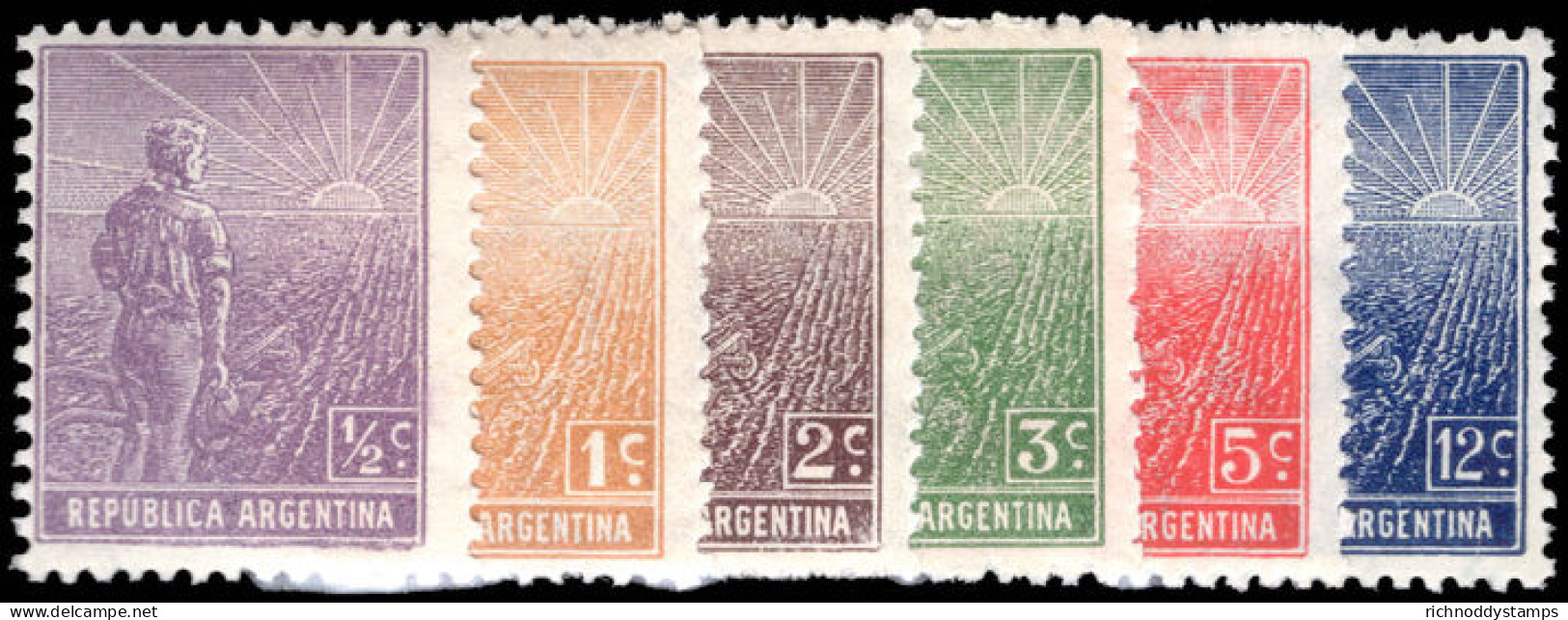 Argentina 1912-15 Selection Of Values Honeycomb Vertical Fine Unmounted Mint. - Unused Stamps