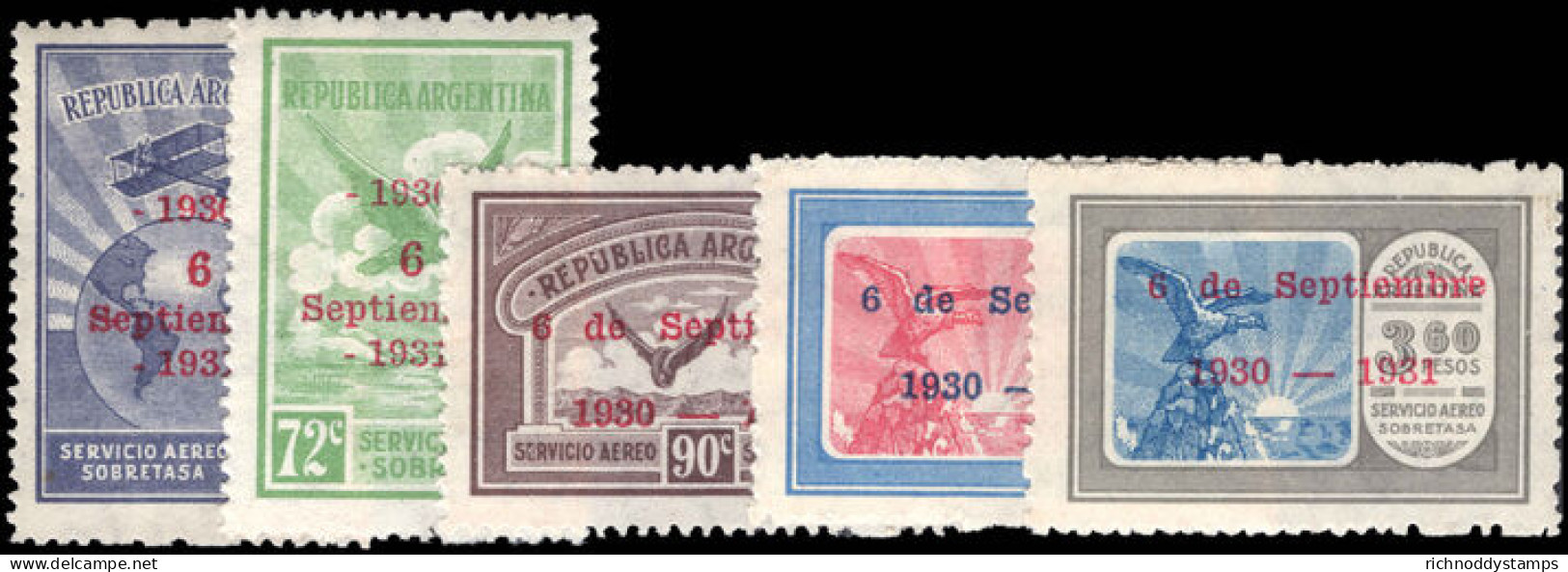 Argentina 1931 First Anniversary Of 1930 Revolution Air Set Unmounted Mint. - Nuevos