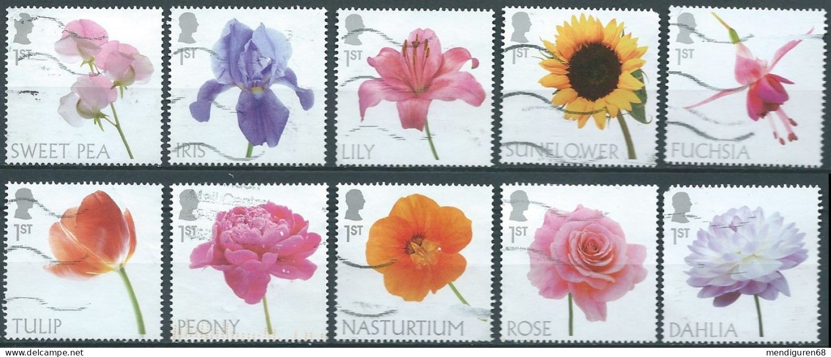 GROSSBRITANNIEN GRANDE BRETAGNE GB 2023 FLOWERS SET 10V USED SG 4796-805 MI 5157-66 YT 5548-57 SN 4345-54 - Oblitérés