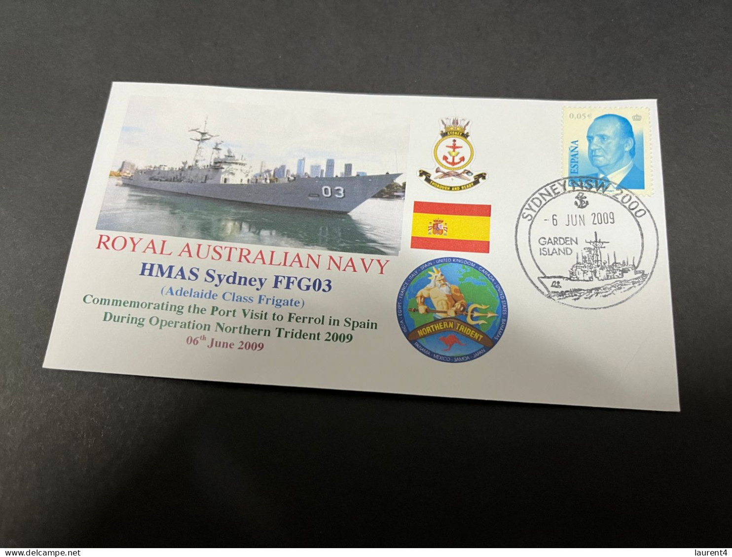 6-7-2023 (1 S 29) Royal Australian Navy Warship - HMAS Sydney FFG 03 (Spain Stamp) - Sonstige & Ohne Zuordnung