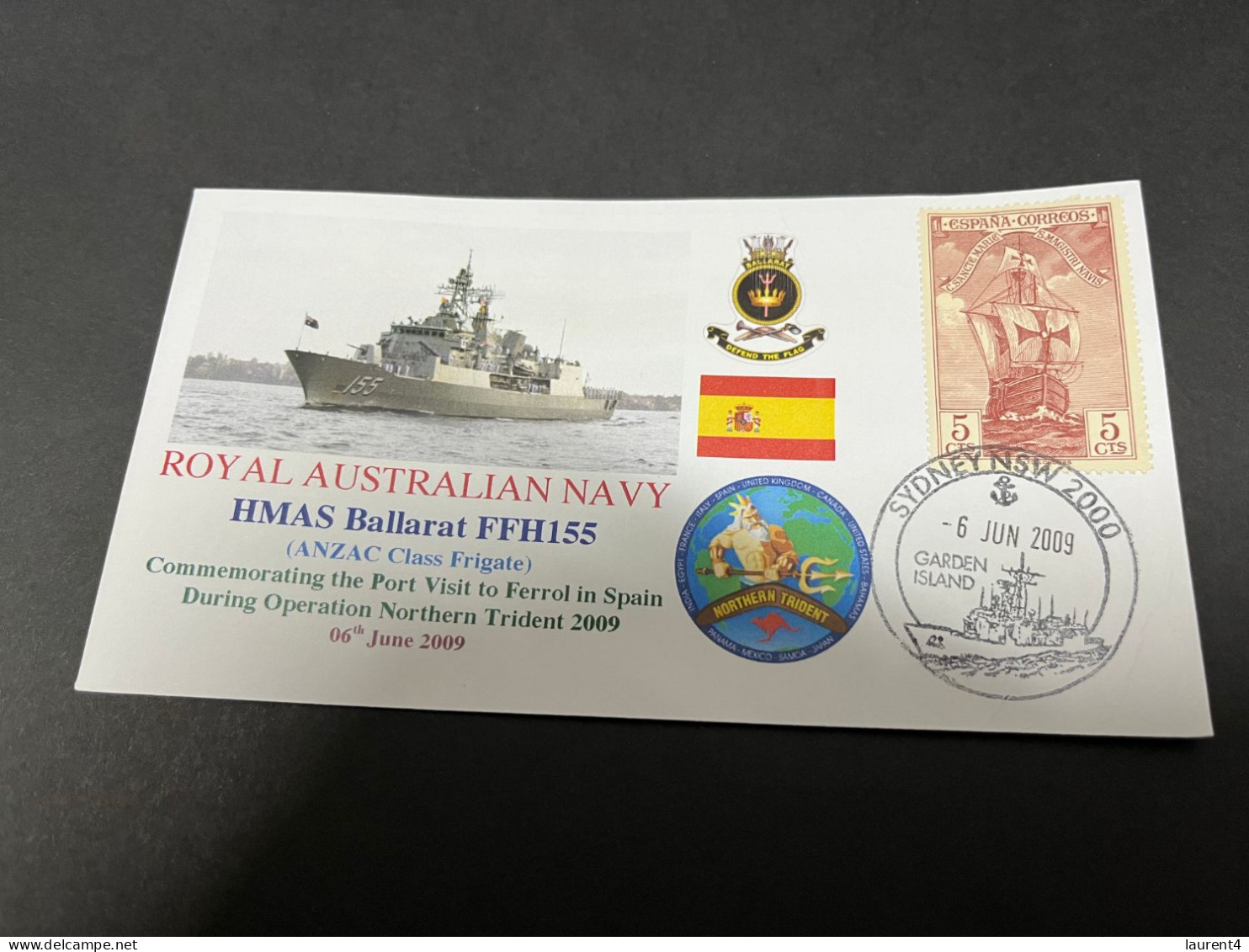 6-7-2023 (1 S 29) Royal Australian Navy Warship - HMAS Ballarat FFH 155 (Spain Stamp) - Other & Unclassified