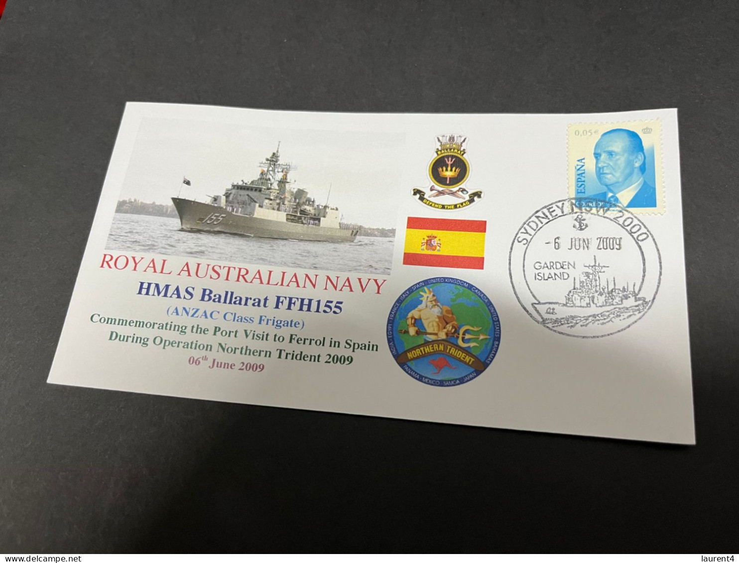6-7-2023 (1 S 29) Royal Australian Navy Warship - HMAS Ballarat FFH 155 (Spain Stamp) - Autres & Non Classés
