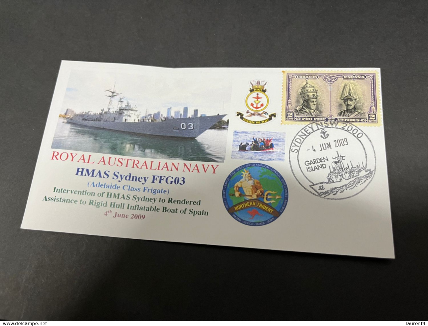 6-7-2023 (1 S 29) Royal Australian Navy Warship - HMAS Sydney FFG 03 (Spain Stamp) - Andere & Zonder Classificatie