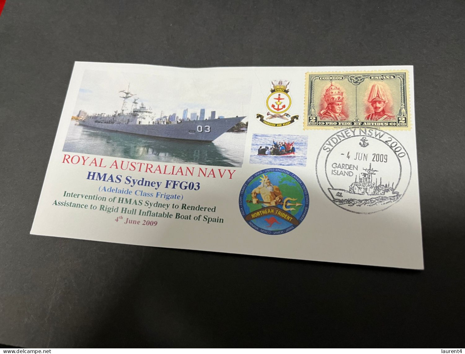 6-7-2023 (1 S 29) Royal Australian Navy Warship - HMAS Sydney FFG 03 (Spain Stamp) - Andere & Zonder Classificatie