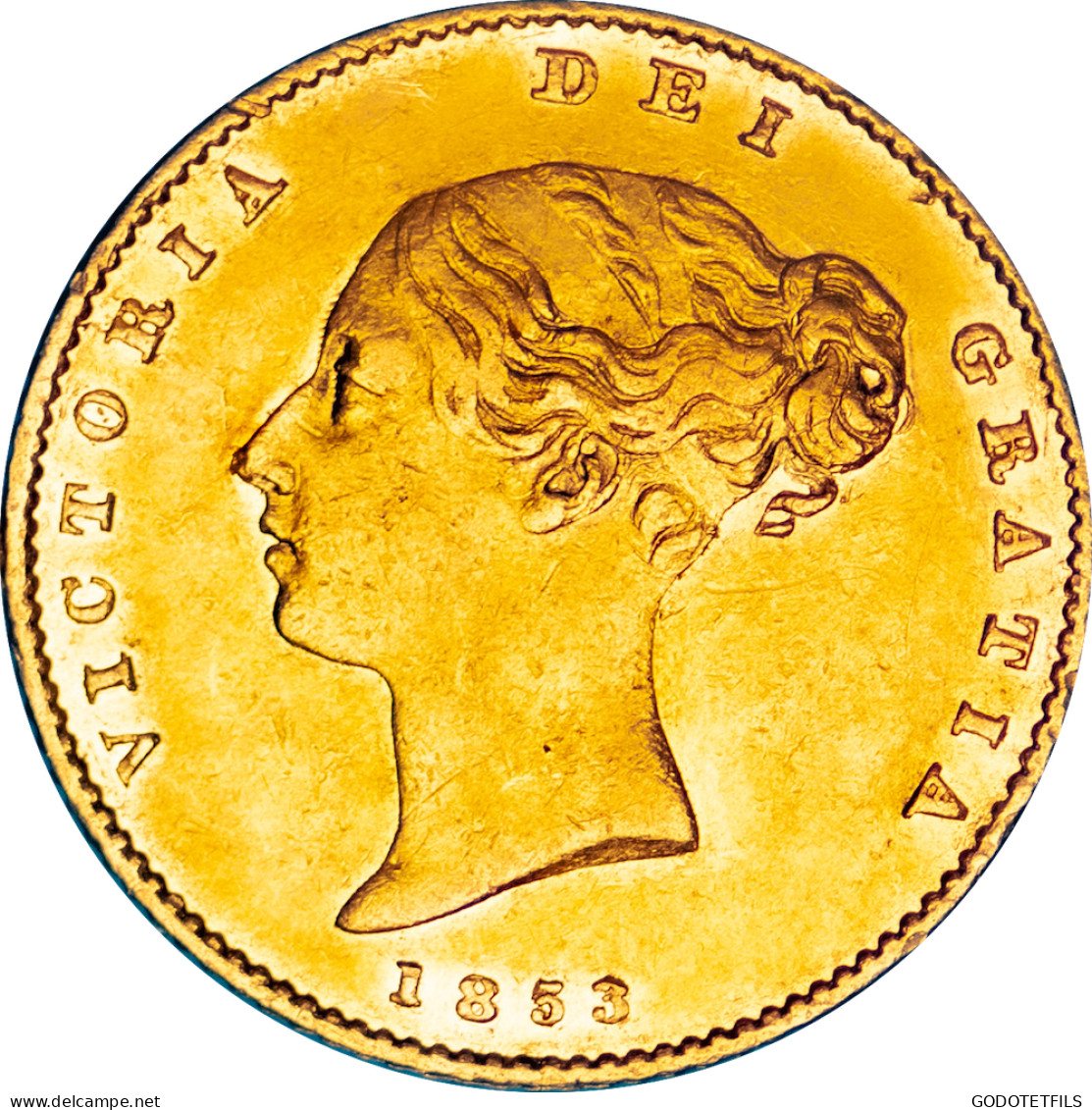 Royaume-Uni 1/2 Souverain Victoria Buste Jeune Et Armoiries 1853 - 1/2 Sovereign