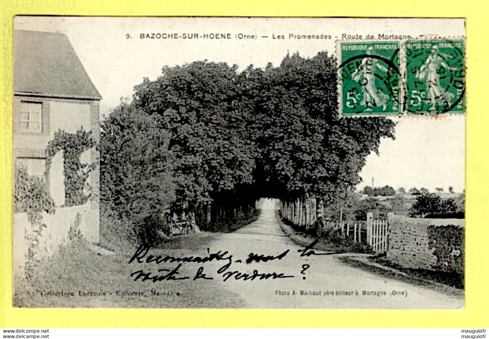 61 ORNE / BAZOCHES-SUR-HOENE / LES PROMENADES - ROUTE DE MORTAGNE / 1915 - Bazoches Sur Hoene