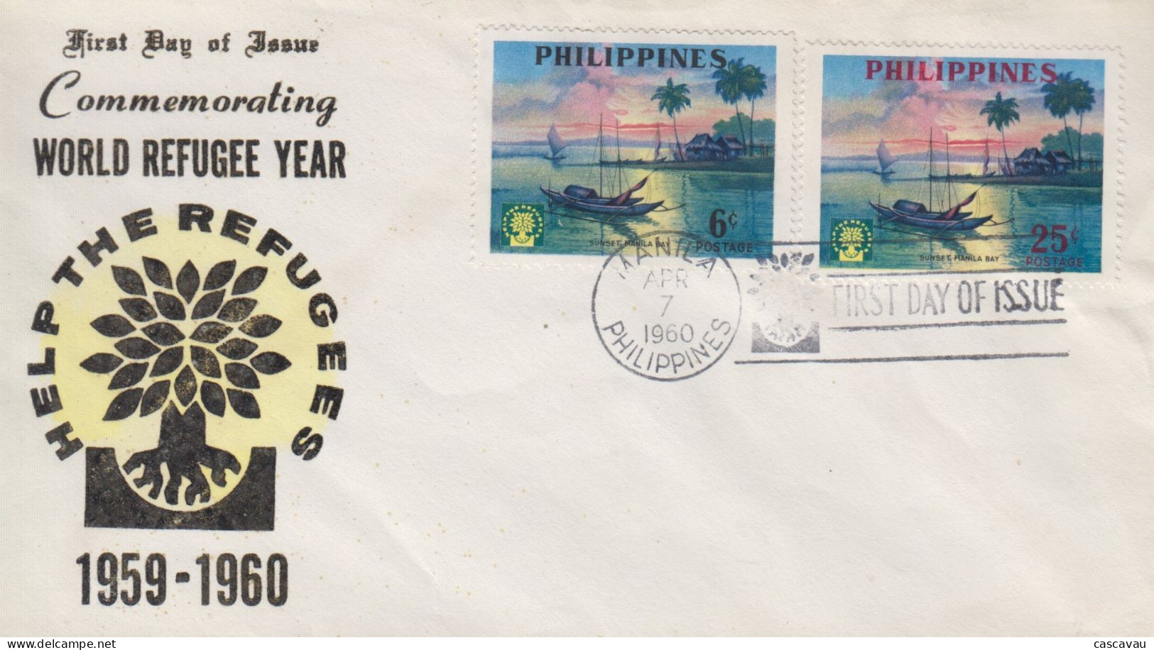 Enveloppe   FDC   1er  Jour    PHILIPPINES   Année  Mondiale  Du   Réfugié   1960 - Filipinas