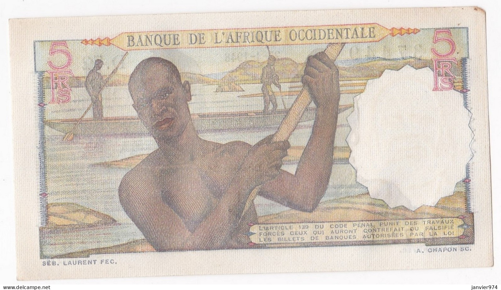 Banque De L'Afrique Occidentale 5 Francs 22 4 1948, Alph : D 72 N° 37449, Non Circuler, Avec Son Craquant D’origine - Other - Africa