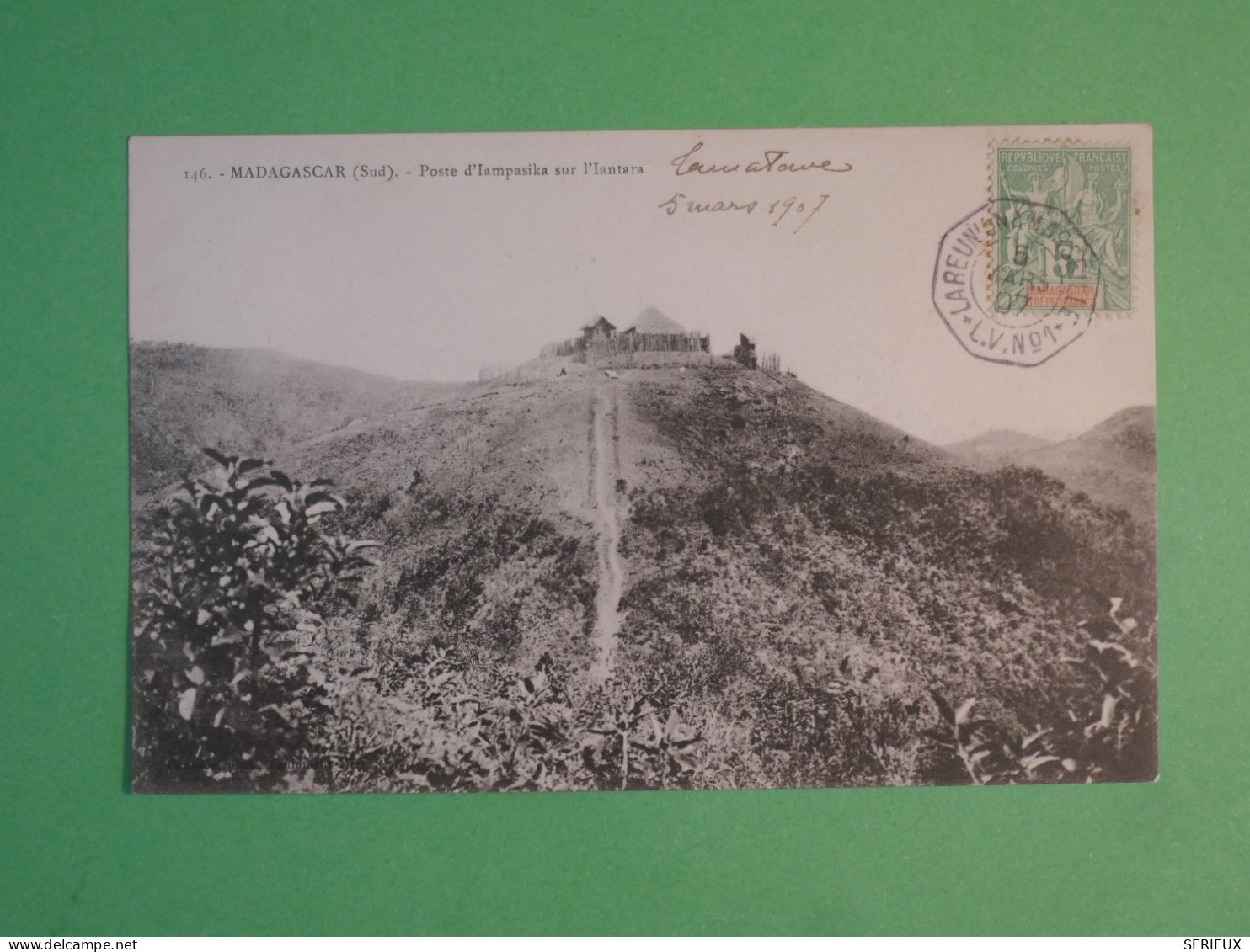 BV6  LA REUNION  BELLE  CARTE  MARITIME   1907 REUNION MARSEILLE +TAMATAVE    +AFF. PLAISANT+ - Storia Postale