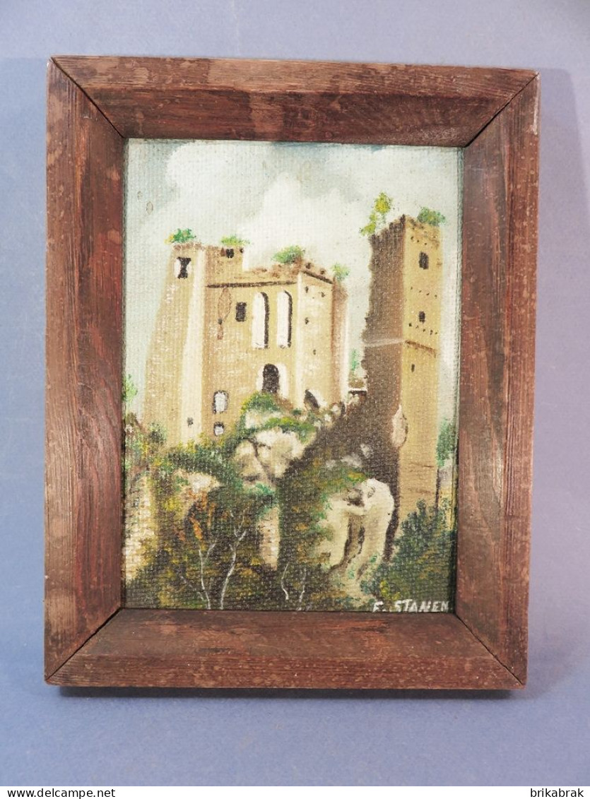 + TROIS TABLEAUX EGLISES + Peinture Religion Cadre Tableau Orthodoxe Monument Ruine