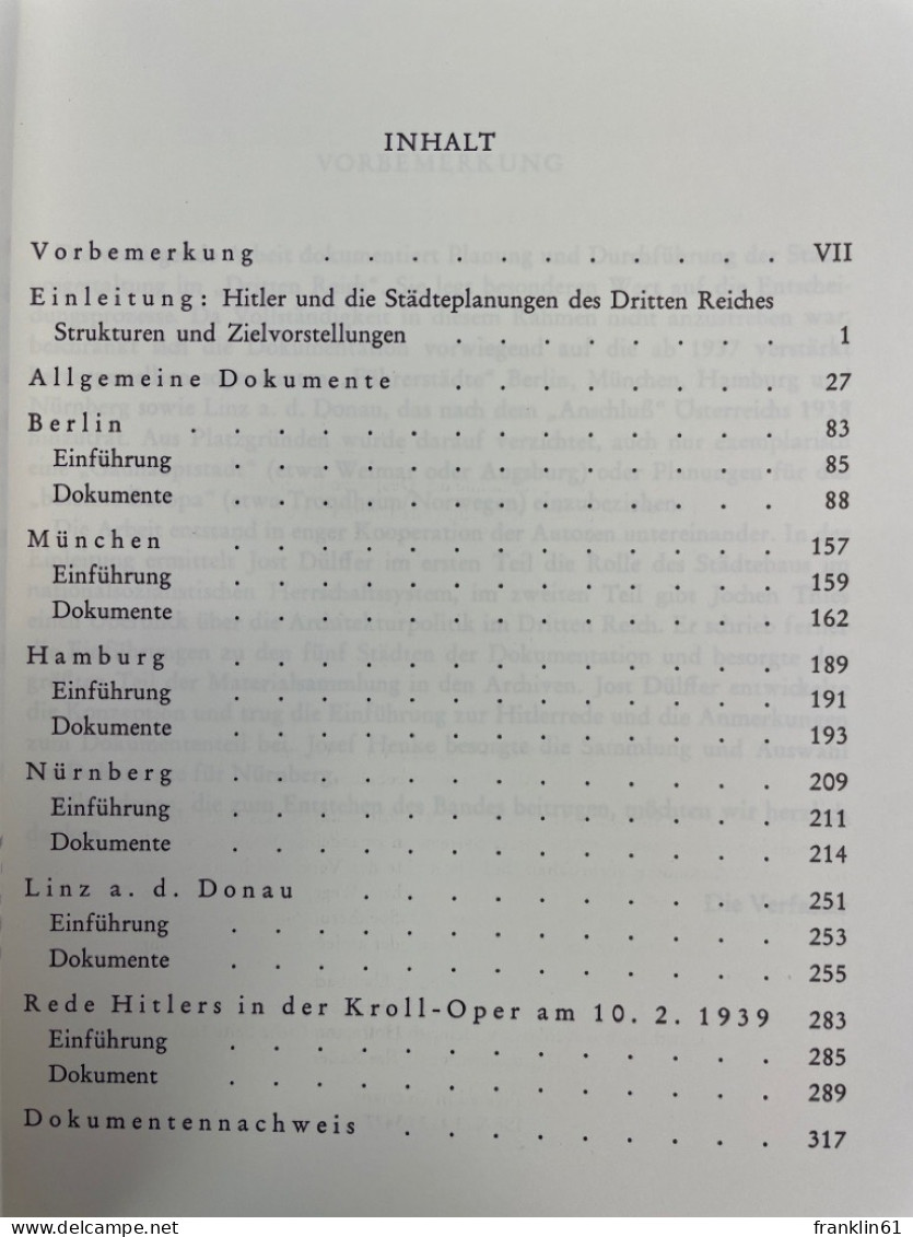 Hitlers Städte : Baupolitik Im Dritten Reich ; E. Dokumentation. - 4. Neuzeit (1789-1914)