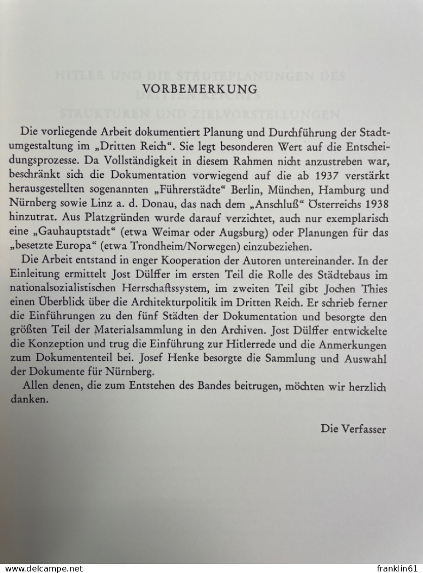 Hitlers Städte : Baupolitik Im Dritten Reich ; E. Dokumentation. - 4. Neuzeit (1789-1914)