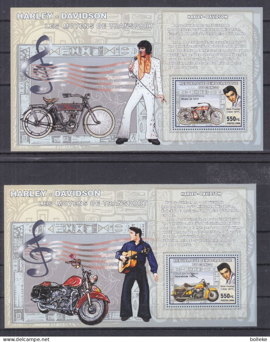 Elvis Presley - Motos - Harley Davidson - République Du Congo - 4 BF De 2006 ** - Valeur 50 Euros - Elvis Presley